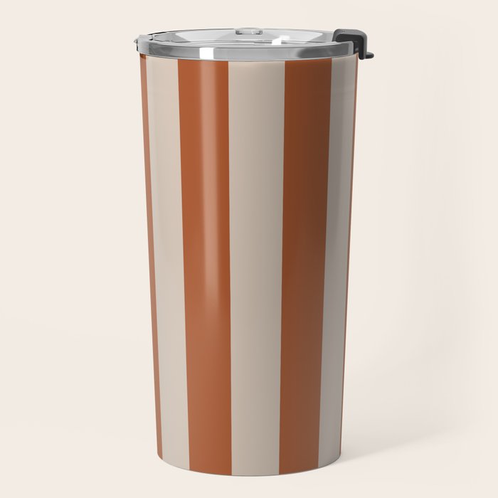 Vertical Stripes in Clay and Putty Travel Mug Gallery Image 2