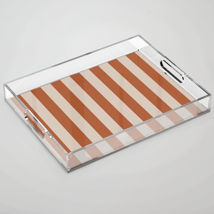 Vertical Stripes in Clay and Putty Acrylic Tray Gallery Image 1