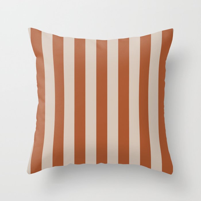 Vertical Stripes in Clay and Putty Throw Pillow Gallery Image 6