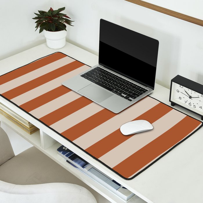 Vertical Stripes in Clay and Putty Desk Mat Gallery Image 2