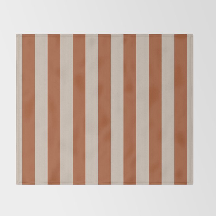 Vertical Stripes in Clay and Putty Throw Blanket Gallery Image 2
