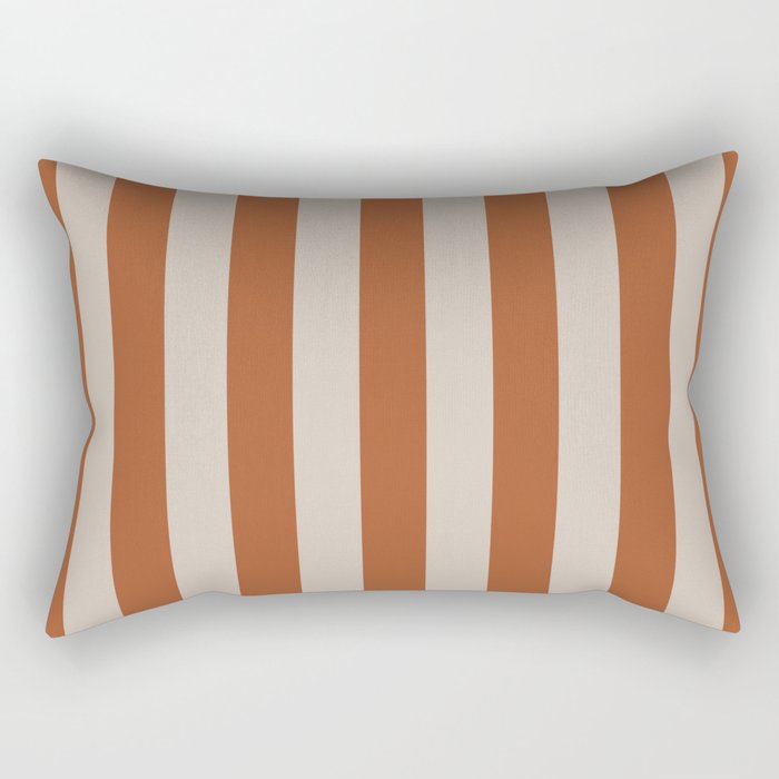 Vertical Stripes in Clay and Putty Rectangular Pillow Gallery Image 1