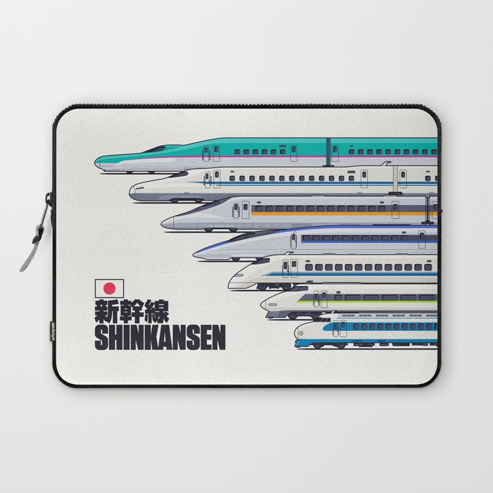 Shinkansen Bullet Train Evolution - White Laptop Sleeve Gallery Image 1