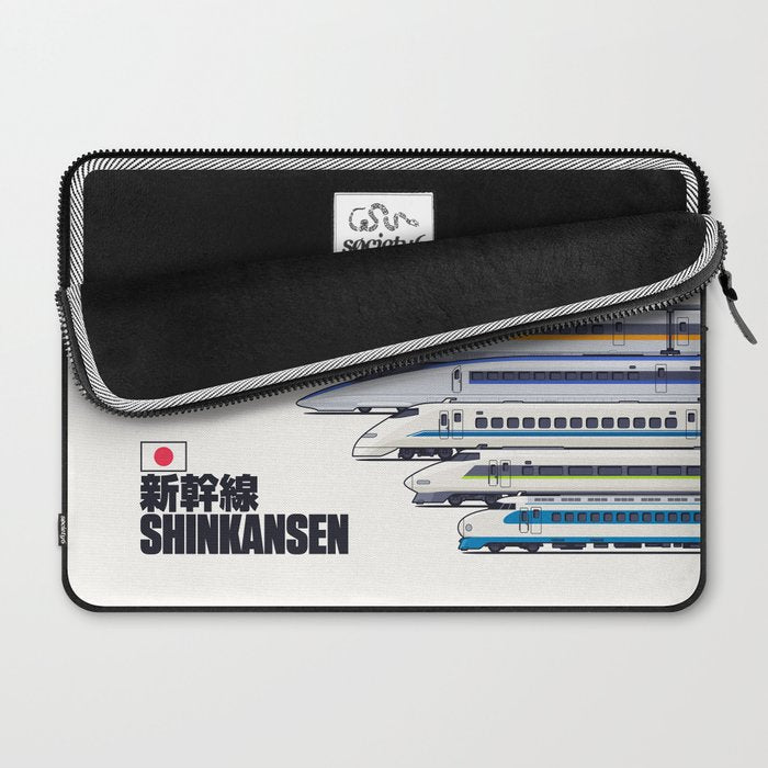 Shinkansen Bullet Train Evolution - White Laptop Sleeve Gallery Image 2