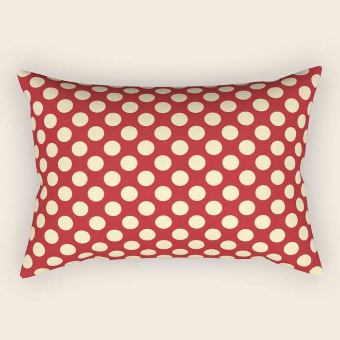 Cream on Red Polka Dot  Rectangular Pillow Gallery Image 1