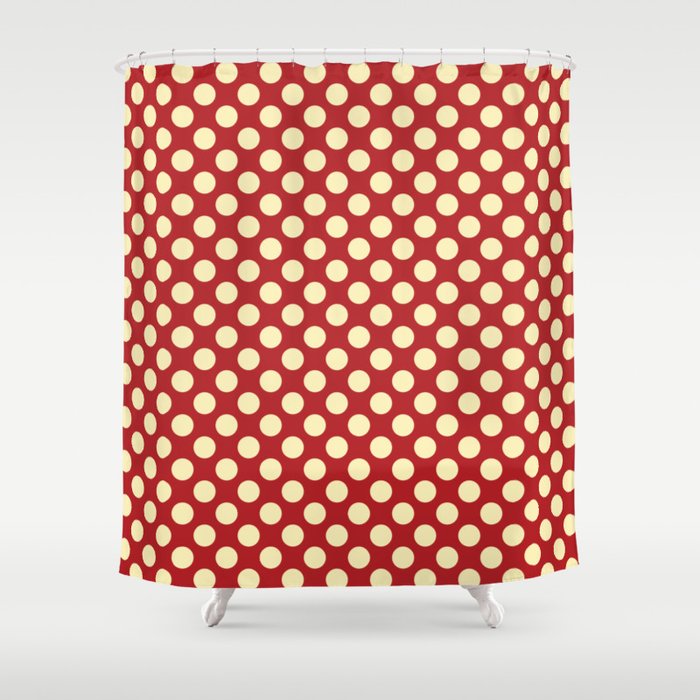 Cream on Red Polka Dot  Shower Curtain Gallery Image 1