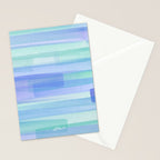 Abstract Watercolor Waves in Cool Blue Stationery Card Gallery Image 2