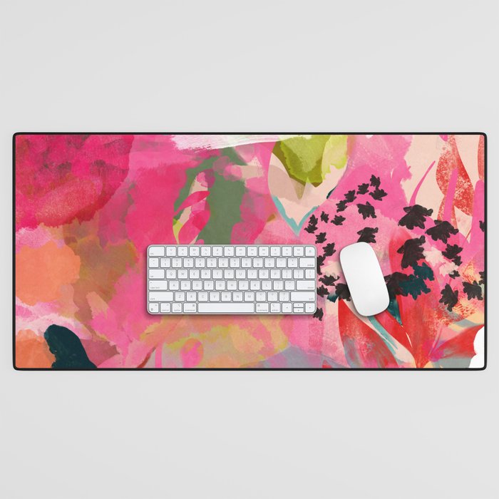 pink summer garden dream abstract Desk Mat Gallery Image 1