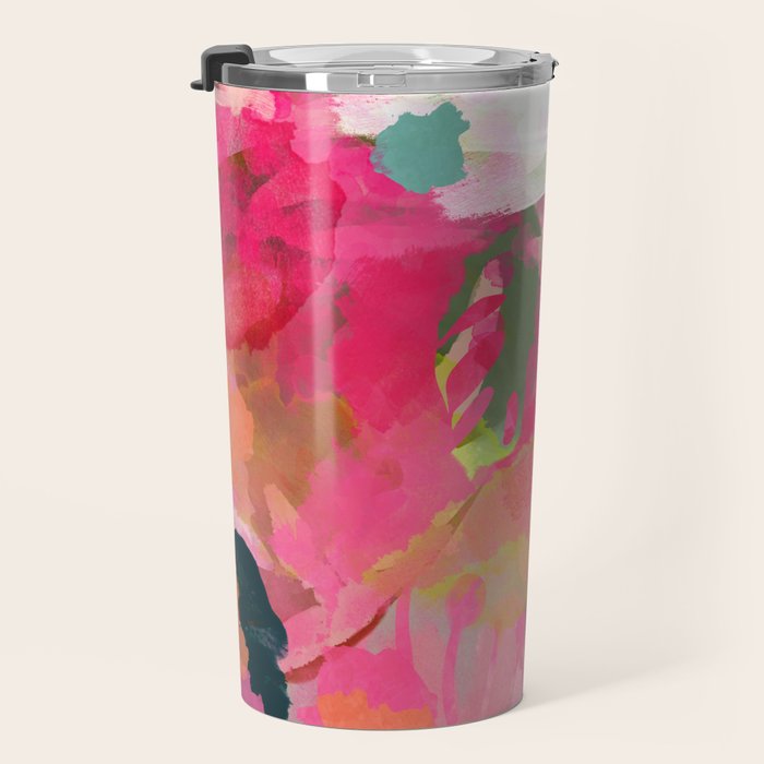 pink summer garden dream abstract Travel Mug Gallery Image 3