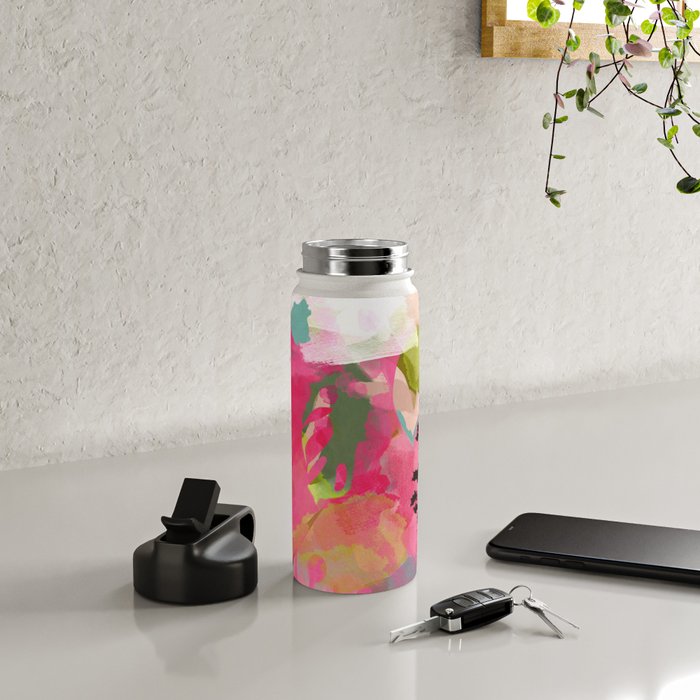 pink summer garden dream abstract Water Bottle Gallery Image 4