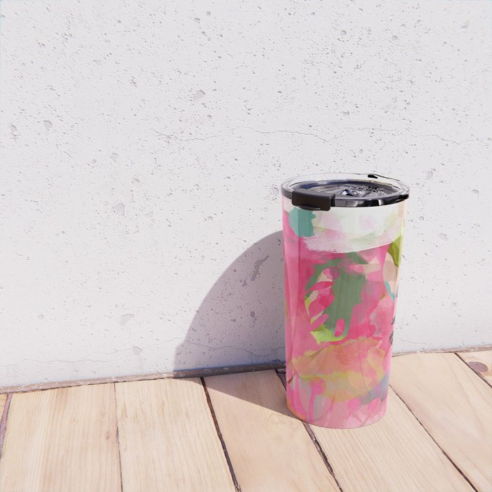 pink summer garden dream abstract Travel Mug Gallery Image 4