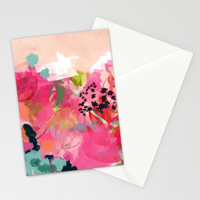 pink summer garden dream abstract Stationery Card Gallery Image 2
