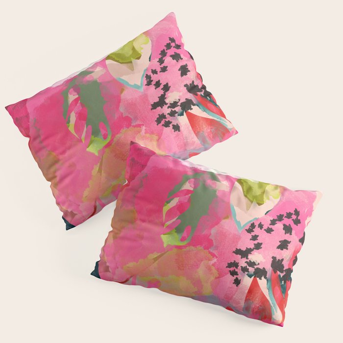 pink summer garden dream abstract Pillow Sham Gallery Image 3