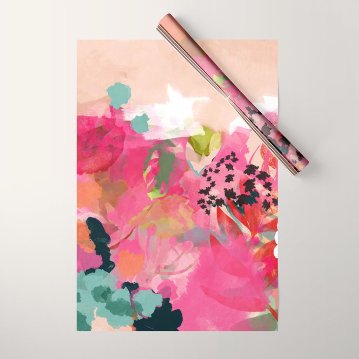 pink summer garden dream abstract Wrapping Paper Gallery Image 1
