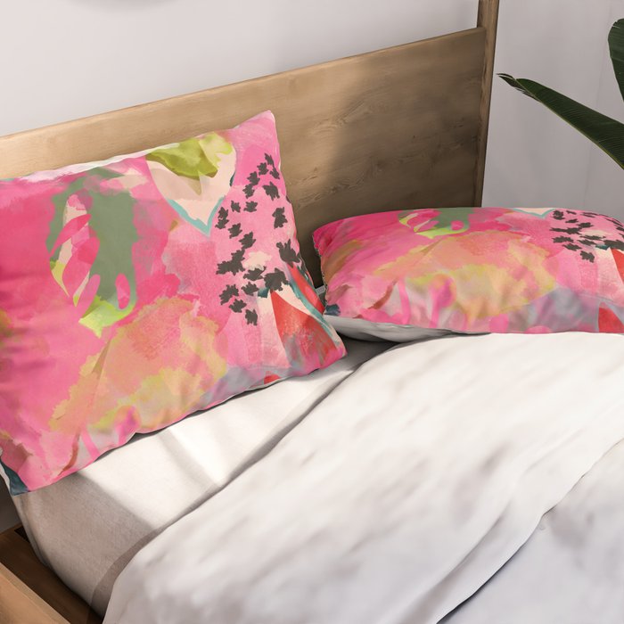 pink summer garden dream abstract Pillow Sham Gallery Image 2