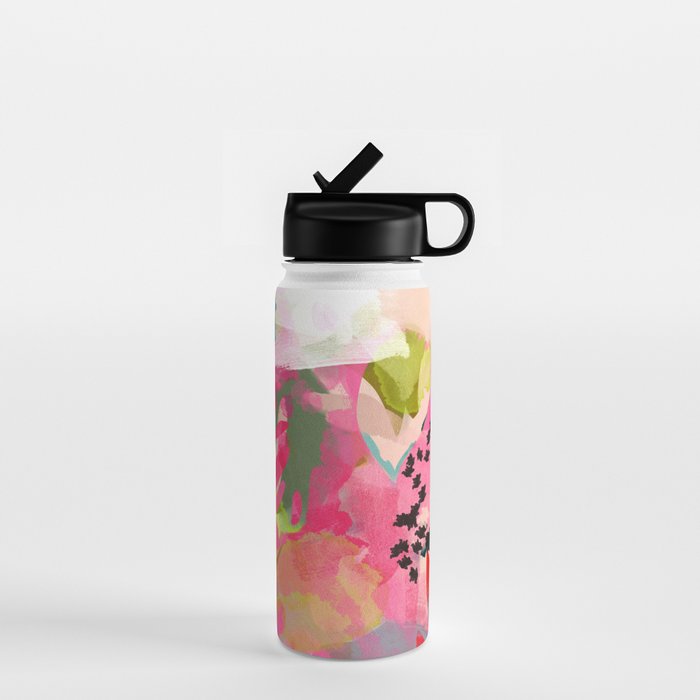 pink summer garden dream abstract Water Bottle Gallery Image 1