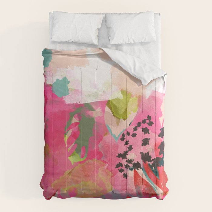 pink summer garden dream abstract Comforter Gallery Image 6