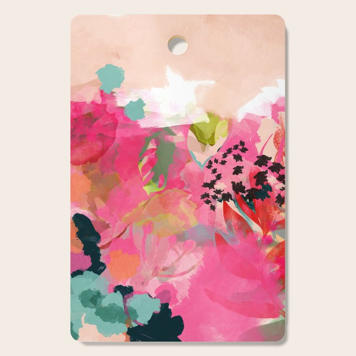 pink summer garden dream abstract Cutting Board Gallery Image 1