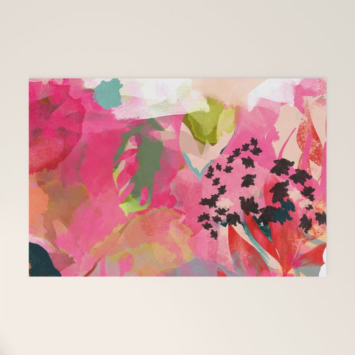 pink summer garden dream abstract Welcome Mat Gallery Image 1