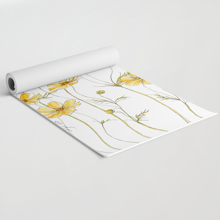 Yellow Cosmos Flowers Yoga Mat Gallery Image 2