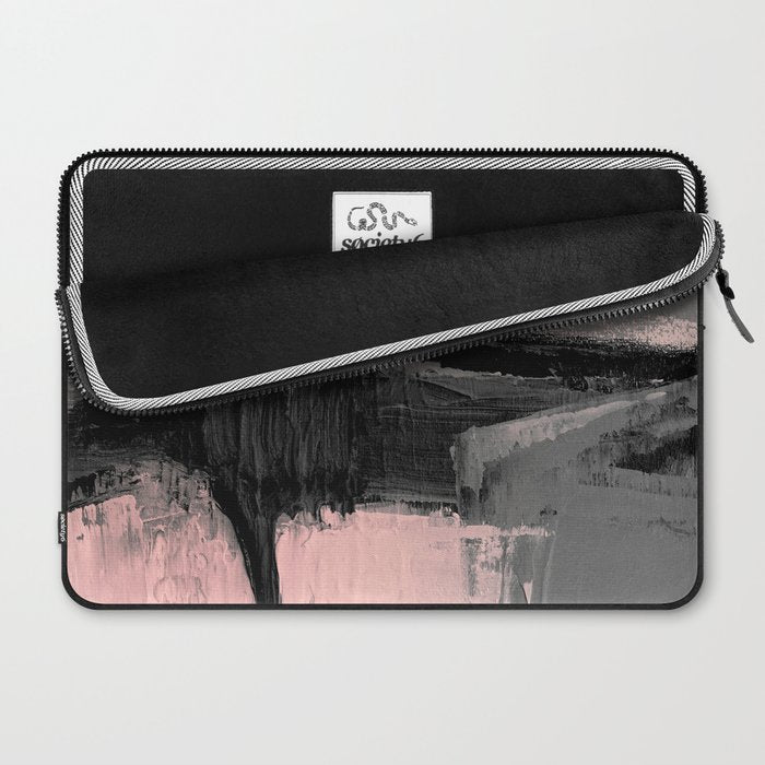 Blush and  Black Abstract Painting Laptop Sleeve Gallery Image 2