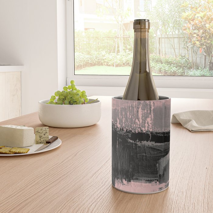 Blush and  Black Abstract Painting Wine Chiller Gallery Image 4