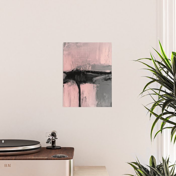 Blush and  Black Abstract Painting Poster Gallery Image 2
