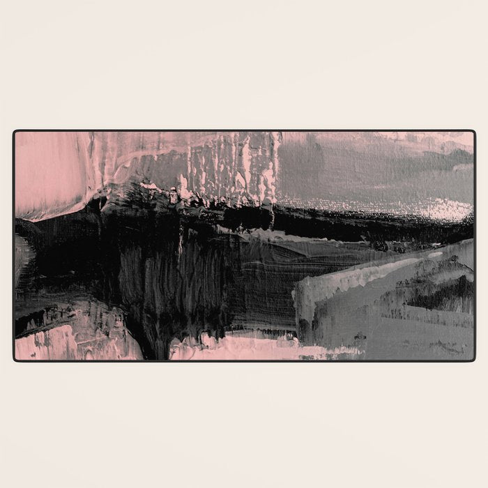 Blush and  Black Abstract Painting Desk Mat Gallery Image 3