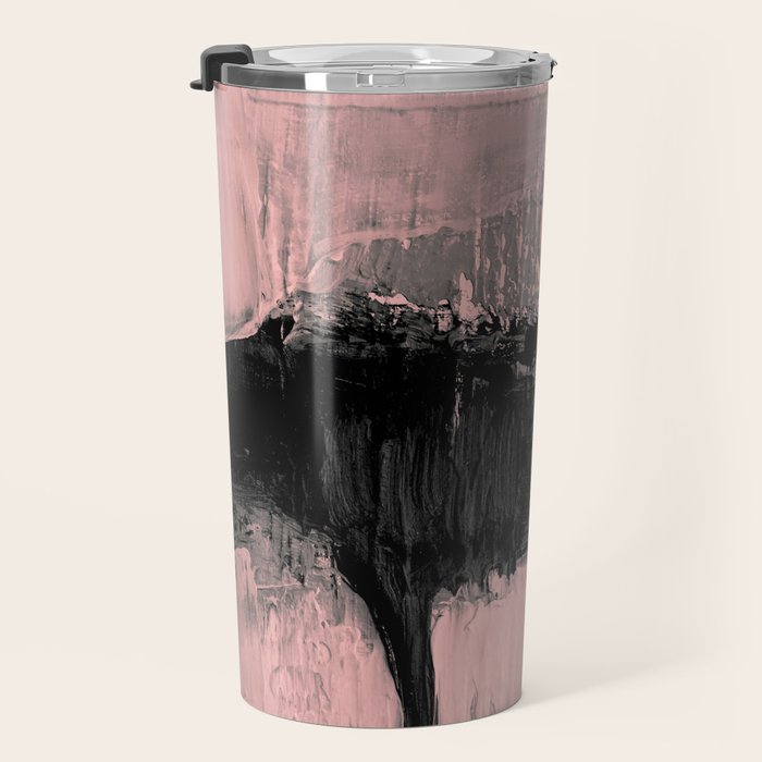 Blush and  Black Abstract Painting Travel Mug Gallery Image 3