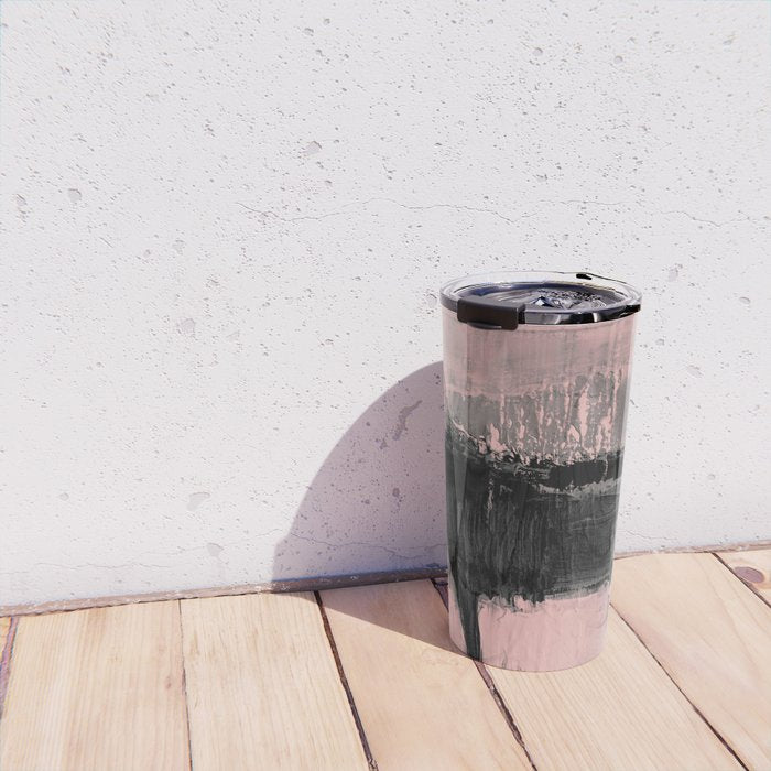 Blush and  Black Abstract Painting Travel Mug Gallery Image 4