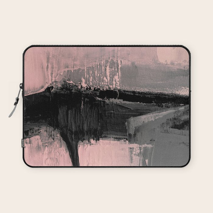 Blush and  Black Abstract Painting Laptop Sleeve Gallery Image 1