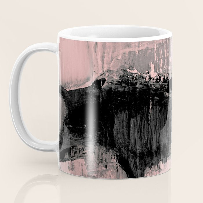 Blush and  Black Abstract Painting Coffee Mug Gallery Image 3