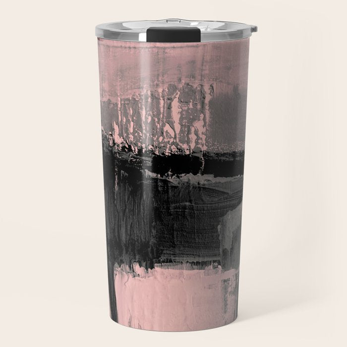 Blush and  Black Abstract Painting Travel Mug Gallery Image 1