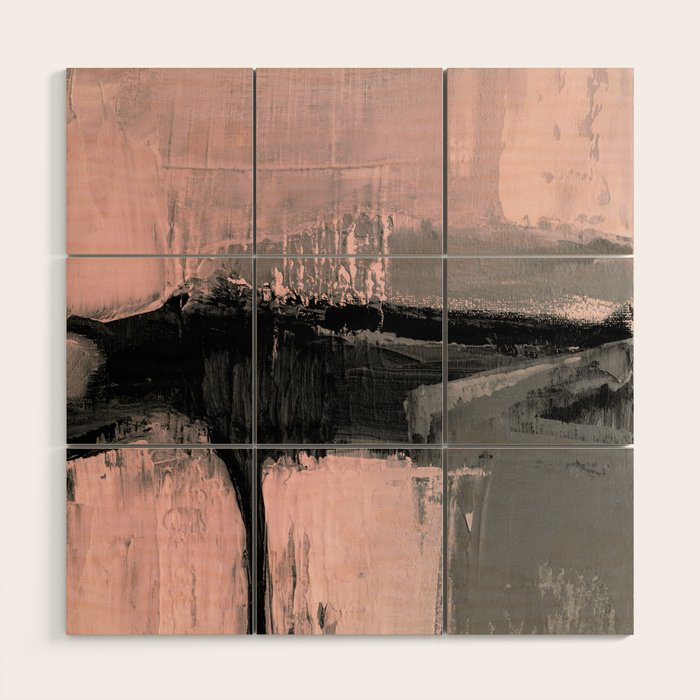 Blush and  Black Abstract Painting Wood Wall Art Gallery Image 1