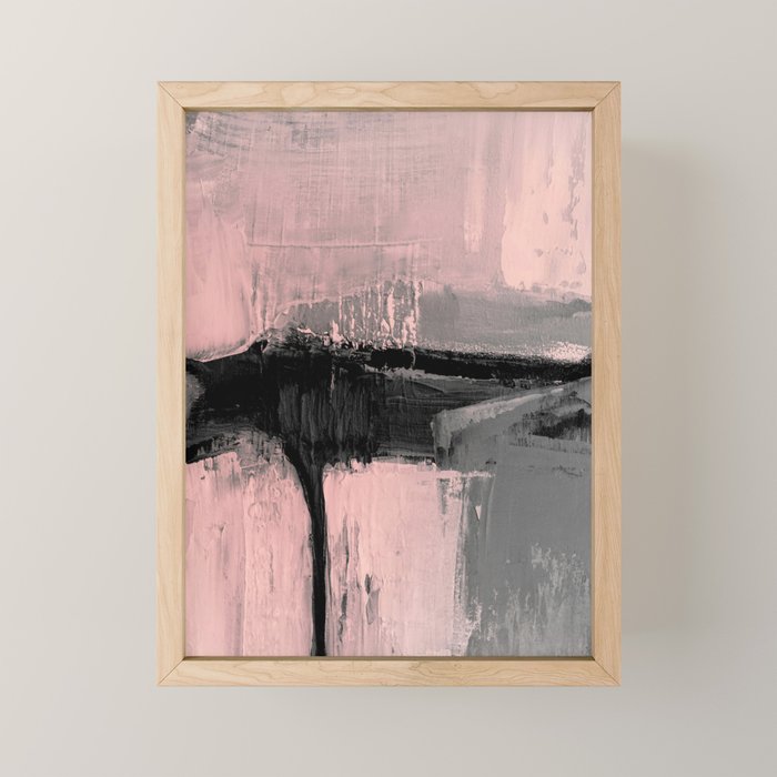 Blush and  Black Abstract Painting Mini Art Print Gallery Image 1