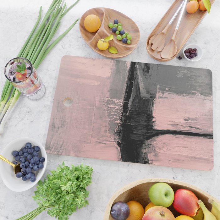 Blush and  Black Abstract Painting Cutting Board Gallery Image 2
