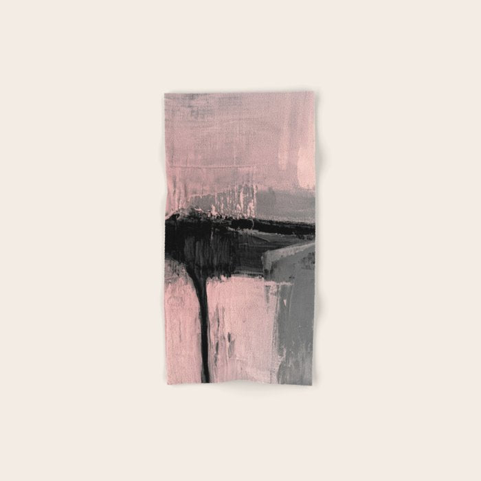 Blush and  Black Abstract Painting Bath Towel Gallery Image 1