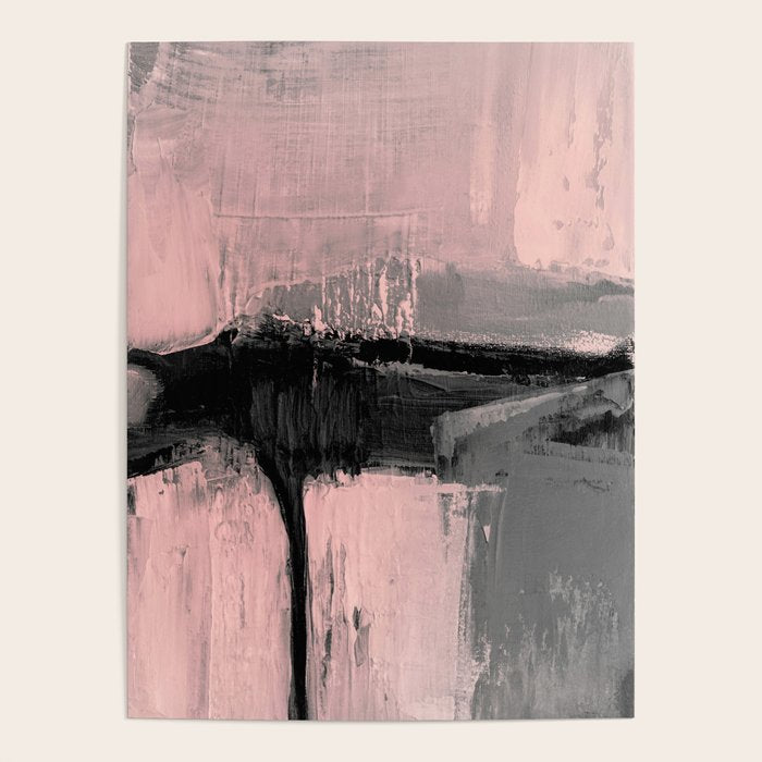 Blush and  Black Abstract Painting Poster Gallery Image 1