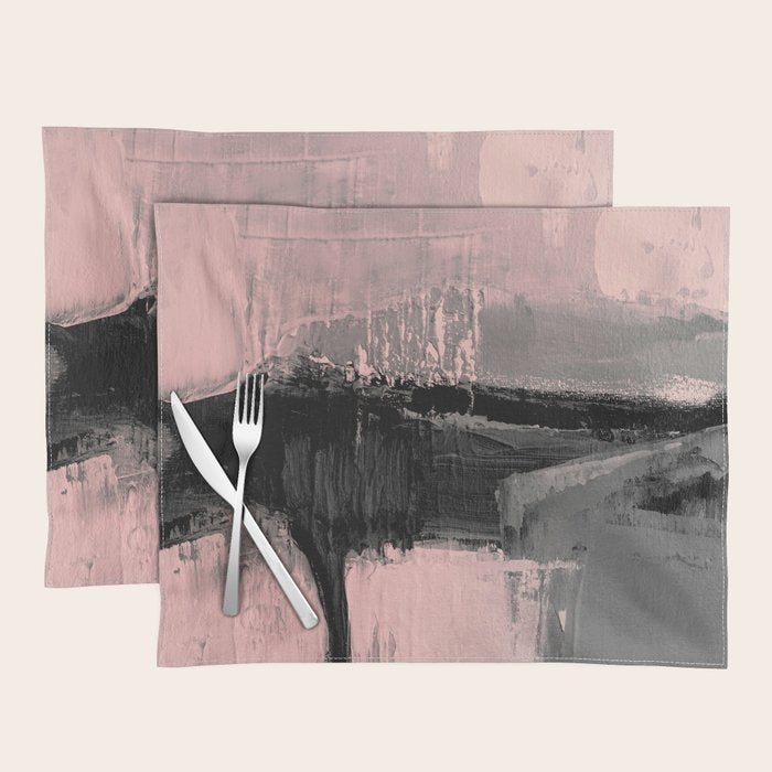 Blush and  Black Abstract Painting Placemat Gallery Image 1