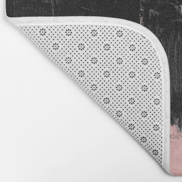 Blush and  Black Abstract Painting Bath Mat Gallery Image 2