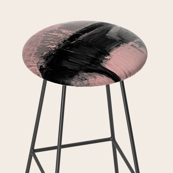 Blush and  Black Abstract Painting Stool Gallery Image 2