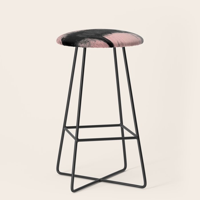 Blush and  Black Abstract Painting Stool Gallery Image 1