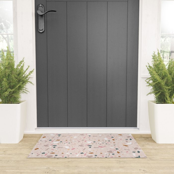 Terrazzo Milenial Pink Rose Quartz Welcome Mat Gallery Image 3