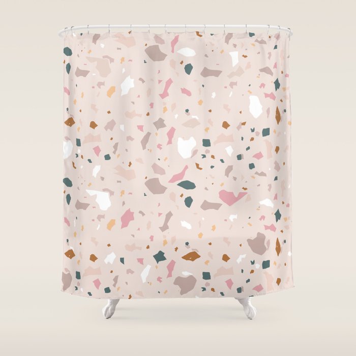 Terrazzo Milenial Pink Rose Quartz Shower Curtain Gallery Image 1