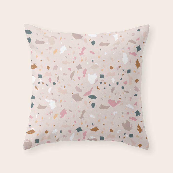 Terrazzo Milenial Pink Rose Quartz Throw Pillow Gallery Image 1