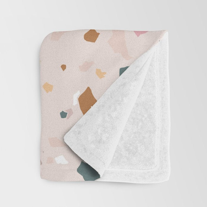 Terrazzo Milenial Pink Rose Quartz Throw Blanket Gallery Image 3