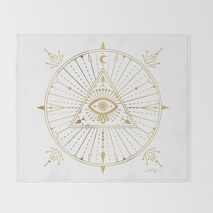 All-Seeing Eye Mandala - Gold Palette Throw Blanket Gallery Image 2
