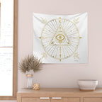 All-Seeing Eye Mandala - Gold Palette Wall Tapestry Gallery Image 2