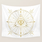 All-Seeing Eye Mandala - Gold Palette Wall Tapestry Gallery Image 4