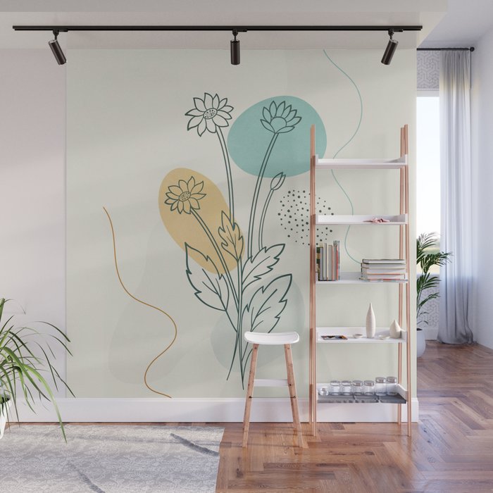 Little Line Flowers Wall Mural Gallery Image 1